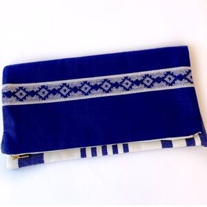 NWOT Tribe Alive Fold Over Boho Clutch Originally $98 Navy Cream